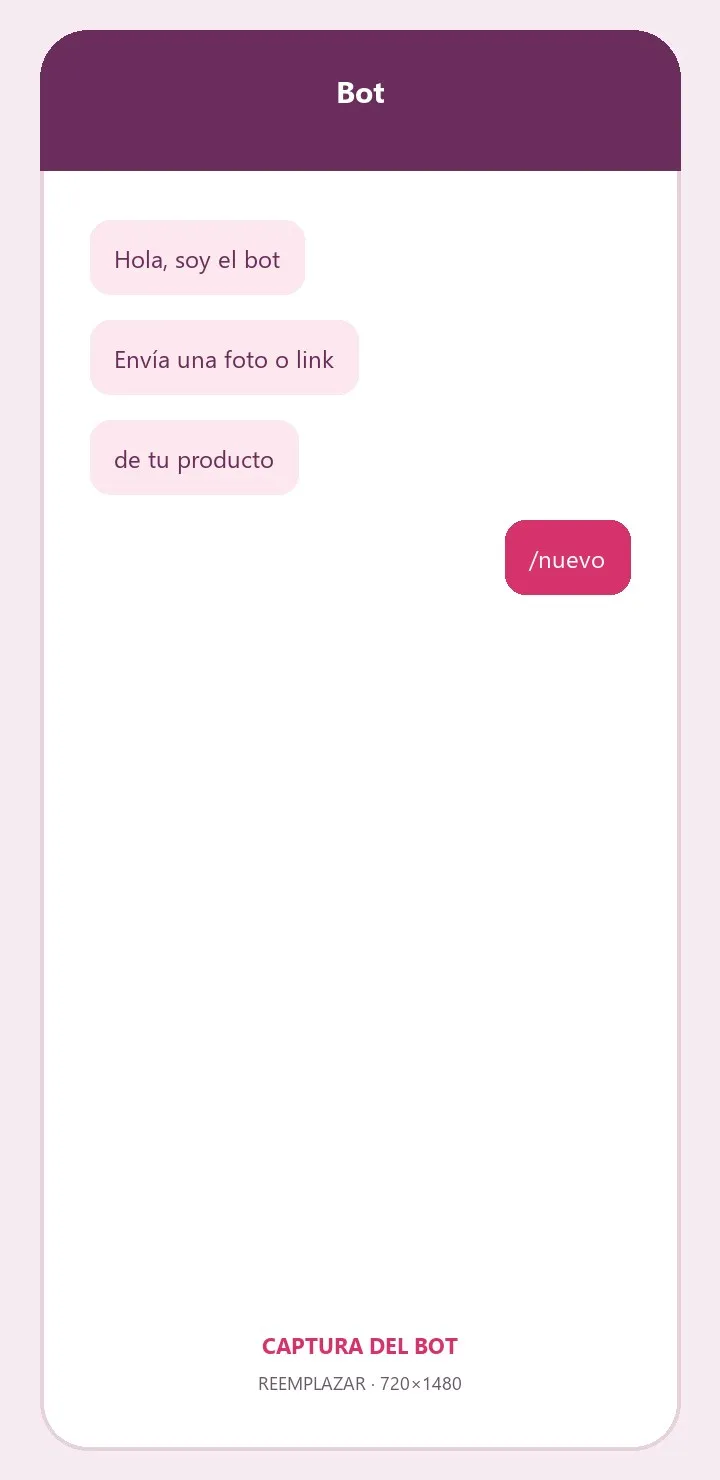 [CAPTURA: pantalla de inicio del bot, 720×1480]